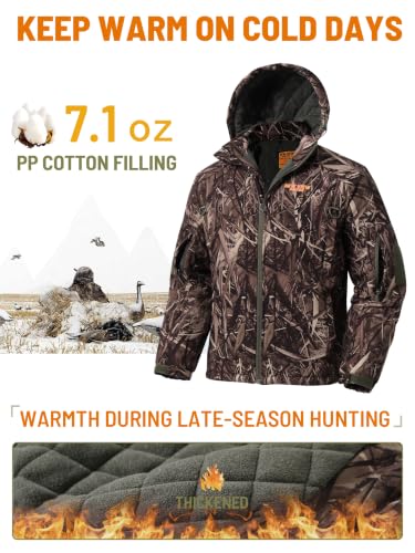 Image of NEW VIEW Insulated Hunting Jacket for Men Cold Weather, Warm Camo Hunting Jackets with Hood, Water Resistant Hunting Clothes