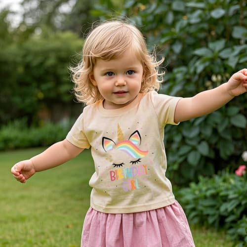 Image of Birthday Girl Shirt 2nd 3rd 4th 5th 6th 7th Girls Birthday T-Shirts Toddler Mermaid Unicorn Cotton Short Sleeve Tee Tops
