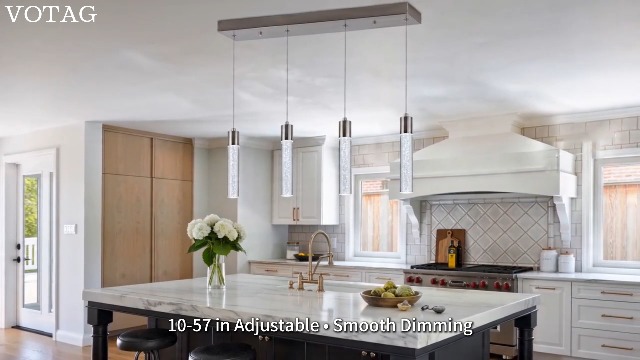 Image of 4-Light Integrated LED Hanging Pendant Ceiling Light Fixture Crystal