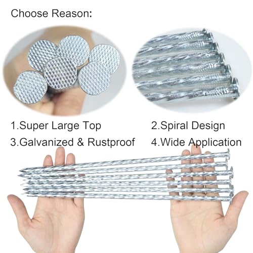 Image of 12-inch Artificial Turf Stakes Galvanized Metal Spiral Spikes(16) | Solid Landscape Edging Spikes for Outdoor, Heavy-Duty Rust Resistant Security Anchoring Garden Tent Stakes