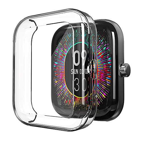 Image of Sounce Watch Case Compatible for Fire-Boltt Dazzle Tempered Glass Screen Protector,HD Clear Touch Sensitive Ultra Thin TPU Protective Cover - Transparent