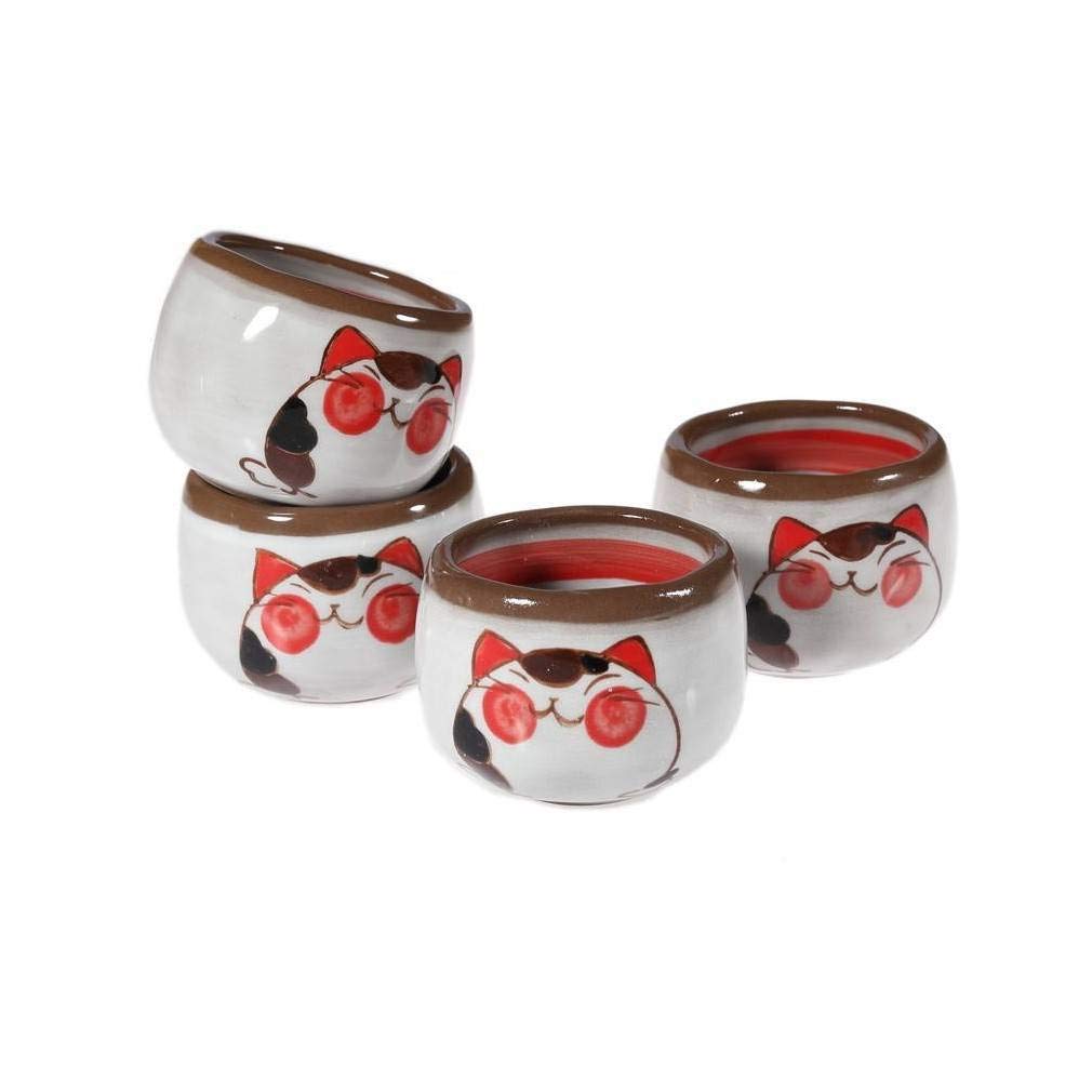 lachineuse - Servizio da tè giapponese Maneki Neko - con teiera e 4 tazze in porcellana - Idea regalo Giappone Gatto Kawaii Carino per compleanno, Natale - Stoviglie giapponesi Asia