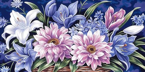 Diamond Painting fleurs Panier de fleurs 30x60cm Kit Broderie Diamant A-211