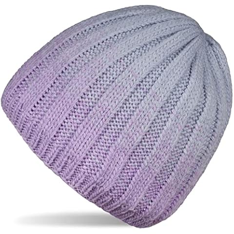 styleBREAKER Unisex Strickmütze mit Farbverlauf und Rippstrickmuster, Thermo-Fleece Innenfutter Cover