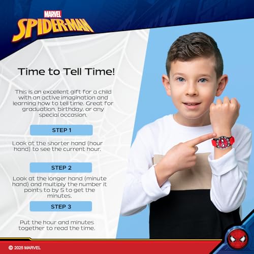 Image of Marvel Spiderman Watch for Kids - Spiderman Watch Boys - Spider-Man Watches for Boys 4-6 - Kids Toys - - Marvel Toddler - Teen - Red Bezel - Multicolor Nylon Strap