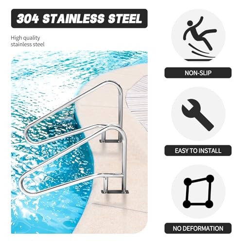 Barandal para piscina 55x32 pulg acero inox miniatura 3