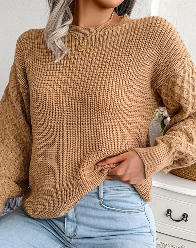 Fall Sweaters for Women Lightweight, Honeycomb Long Sleeve, Crewneck, Textured Knit, Womens Fall Fashion 2025