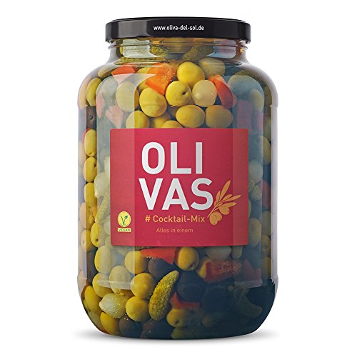 OLIVAS Cocktail-Mix / 2.500 g (Gallone) * Grüne & Schwarze Oliven, Silberzwiebeln, Gewürzgurken und Paprika Cover