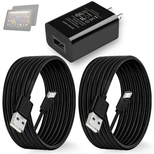 for Kindle Fire Tablet USB Charger: Replacement for All Generations HD 10 Pro Charger Cord Adapter for 5-11th Gen Paperwhite Oasis Voyage Scribe Colorsoft HDX Plus Kids Edition 7-10 Inch 5FT Cable