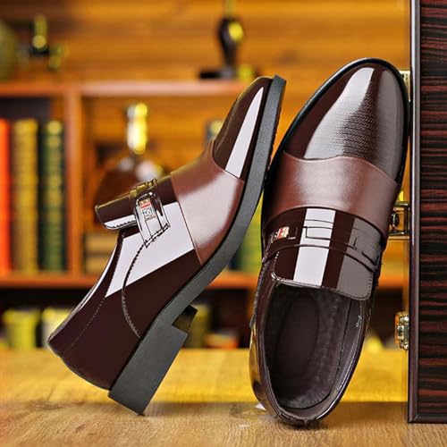 YZABEL Men's Slip-On Leather New Oxford Shoes High Heels Genuine Leather Large Size Low Top Formal Suit Shoes Formal Tuxedo Shoes for Men3
