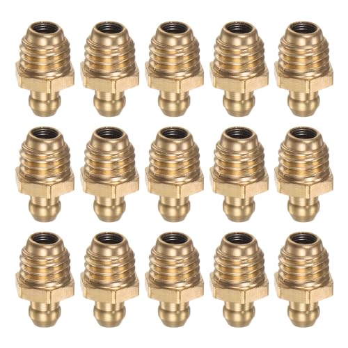 Image of HARFINGTON 15pcs Brass Straight Grease Fitting M10x1.5mm Metric Thread Hydraulic Grease Nipple Accessories for Car