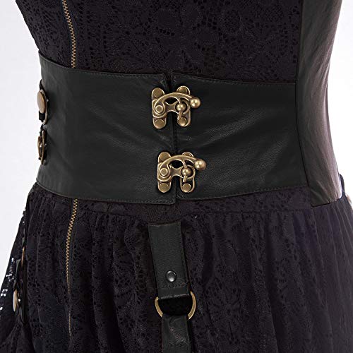 SCARLET DARKNESS Women Slip Dress Gothic Steampunk PU Leather Lace High-Low Hem Zipper for Party Evening L Black steampunk buy now online SCARLET DARKNESS Women Slip Dress Gothic Steampunk PU Leather Lace High-Low Hem Zipper for Party Evening L Black steampunk buy now online
