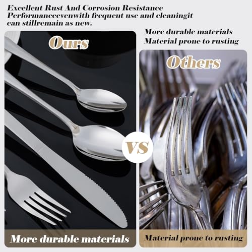 Image of 120PCS Windsor Silverware Set - Stainless Steel Silverware Set for 24 Kitchen Flatware Set Cutlery Set For Home Restaurant Hotel, Kitchen Dishwasher Safe Utensils Set Weddings, Parties, Gifts