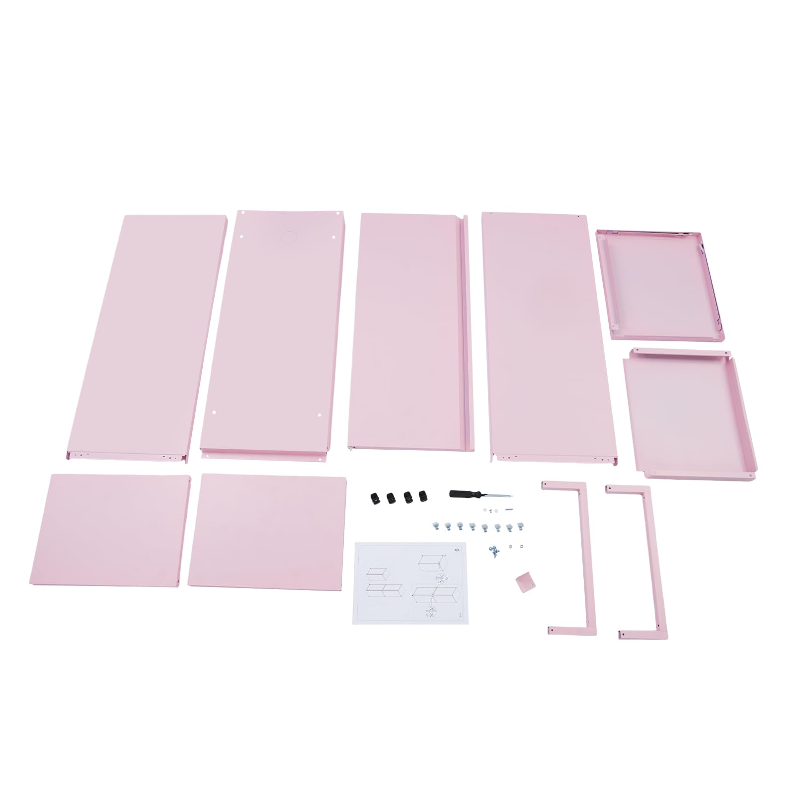 Armadio a 3 livelli con una porta, armadietto da ufficio, armadietto in acciaio, superficie con funzione di assorbimento magnetico, per soggiorno, camera da letto e ufficio, 40 x 35 x 88 cm (rosa)