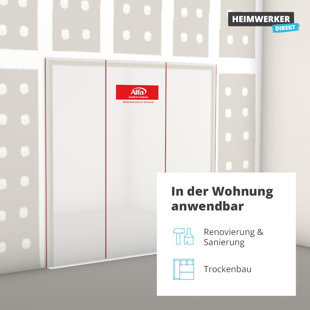 2x Alfa Staubschutzwand 3,3 m x 3,2 m mit Transportbeutel und beiliegendem Klebeband, extrem reißfest
