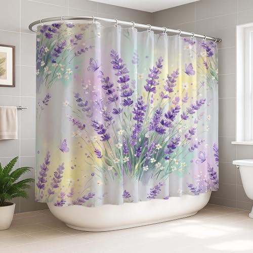 Rideau de douche extra large lavande 274x183 cm en polyester imperméable
