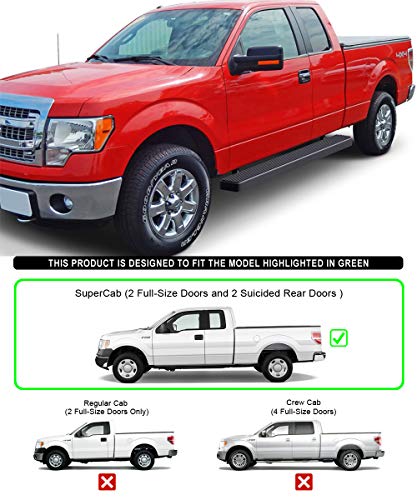 Estribos de acero inoxidable negro 6in APS para Ford F150 miniatura 2