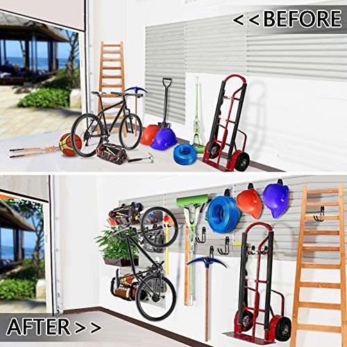 Garage Hooks, Garage Organizer Utility Hooks, Heavy Duty Garage Storage pegboard Hooks for Tools, Ladders and Bikes, Pack of 12 – 10 Double Hooks & 2 Bike Hooks – (Black)