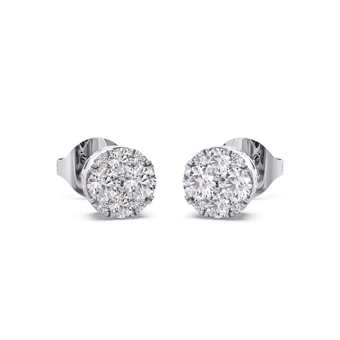 Candere by Kalyan Jewellers Svana 925 Silver Stud Diamond Earrings for Women, Silver, Diamond