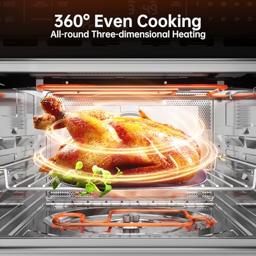 Image of 24 Inch Built-in Microwave and Convection Oven Combination, ThermoMate 1.6 Cu. Ft. Wall Oven Microwave Combos, 1000 Watt Power, Sensor Cook, Touch Control LCD Display, Stainless Steel Finish