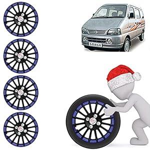 Auto Pearl – Premium 13″ inch | Set of 4 Pcs | Press Type Hubcap Wheel Cover Replacements for OEM Steel Wheels ABS with Retention Ring | – Compatible with- Versa | Black Blue
