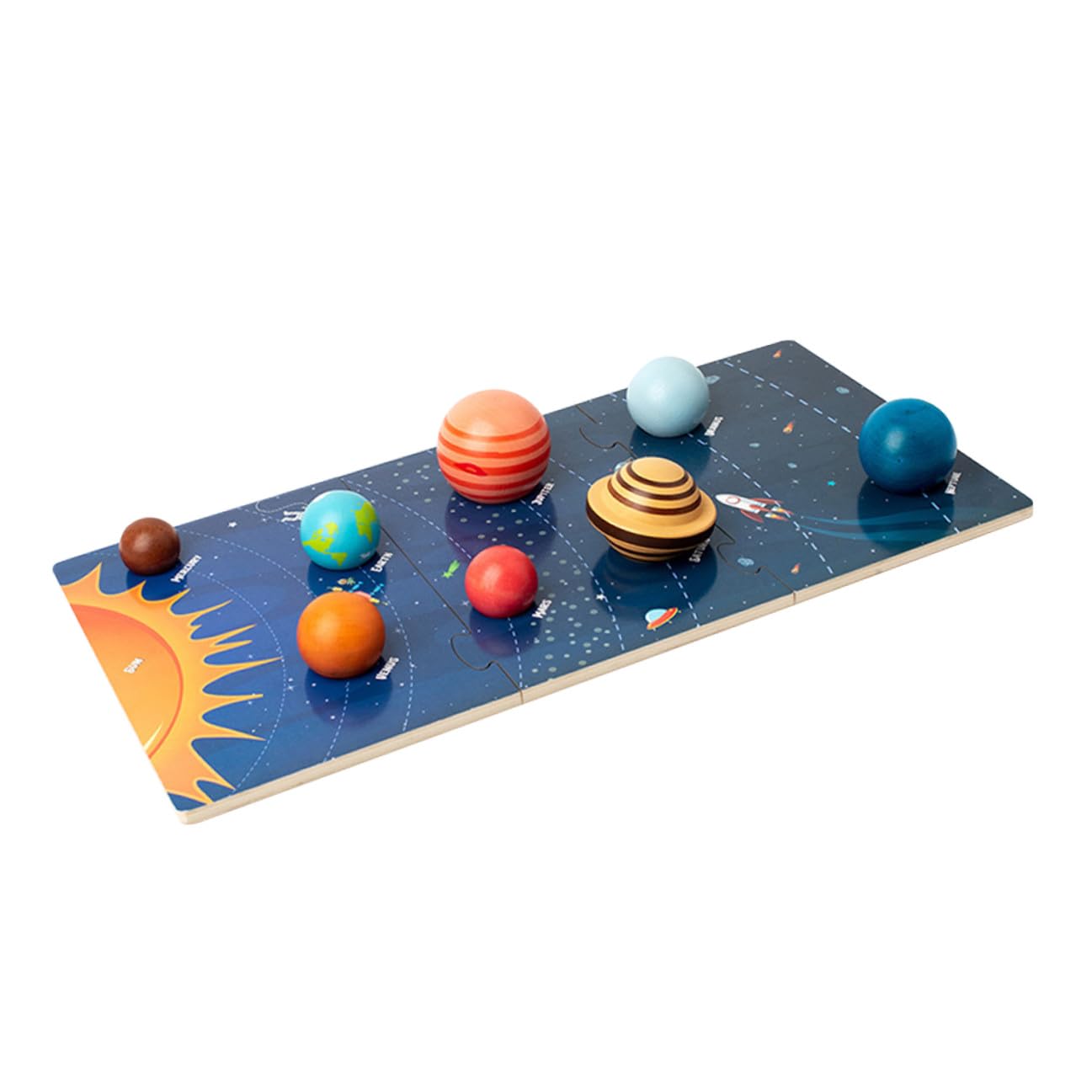 Puzzle Planetario in Legno per Bambini, Educativo Montessori per Sviluppare Creatività e Intelligenza Pianeti del Cosmo Solare
