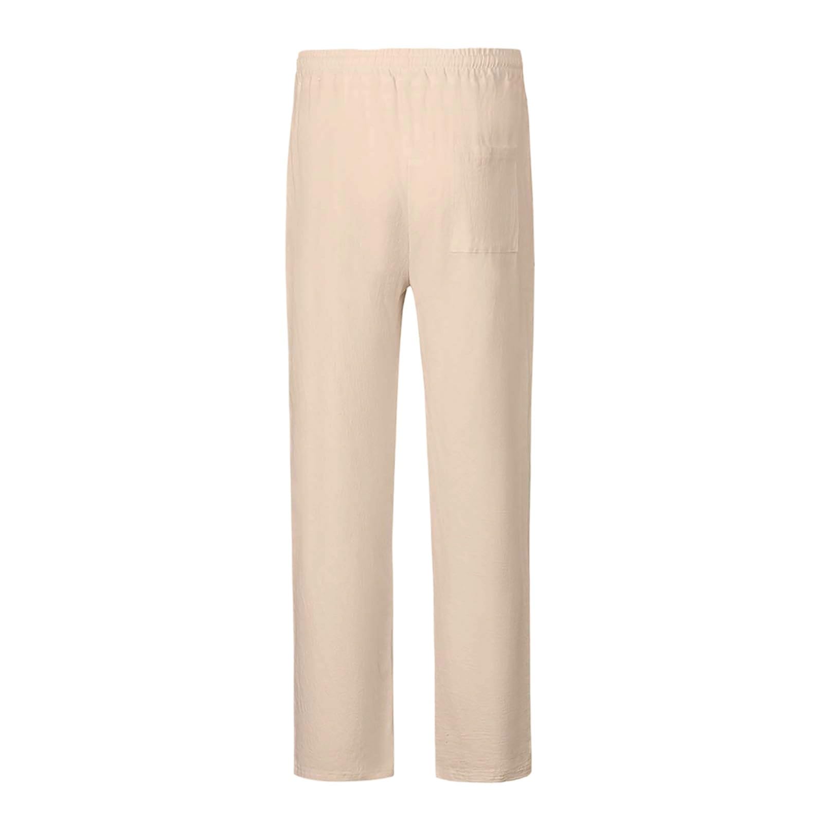 Generisch Pantaloni da uomo in lino per primavera e estate, vestibilità larga, traspiranti, con elastico in vita, per abbigliamento casual quotidiano e da ufficio