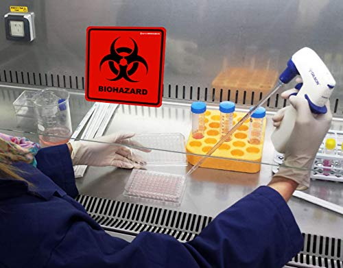 Image of Biohazard Stickers- 5.5 inch x 5.5 inch Biohazard Labels (Pack of 10) - UV Coated Label- Biohazard Warning Sign for Labs, Hospitals and Industrial Use Universal Biohazard Symbol by Ignixia (10)