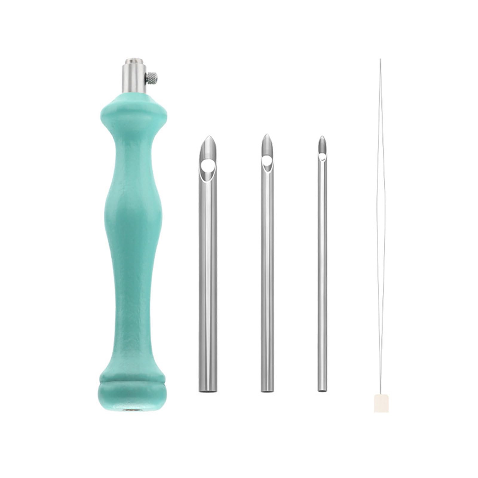 Tsophreniq Punching Needle Embroidery Set with 3 Punching Needle Head 1 Threader, Wood Handle Embroidery Pen for Craft Wood Handle