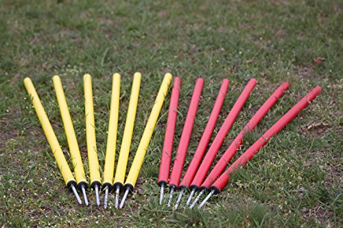 Wuzzmann Agility-ÜBUNGS-Slalom-Set ROT/GELB, 12 RUNDE STANGEN