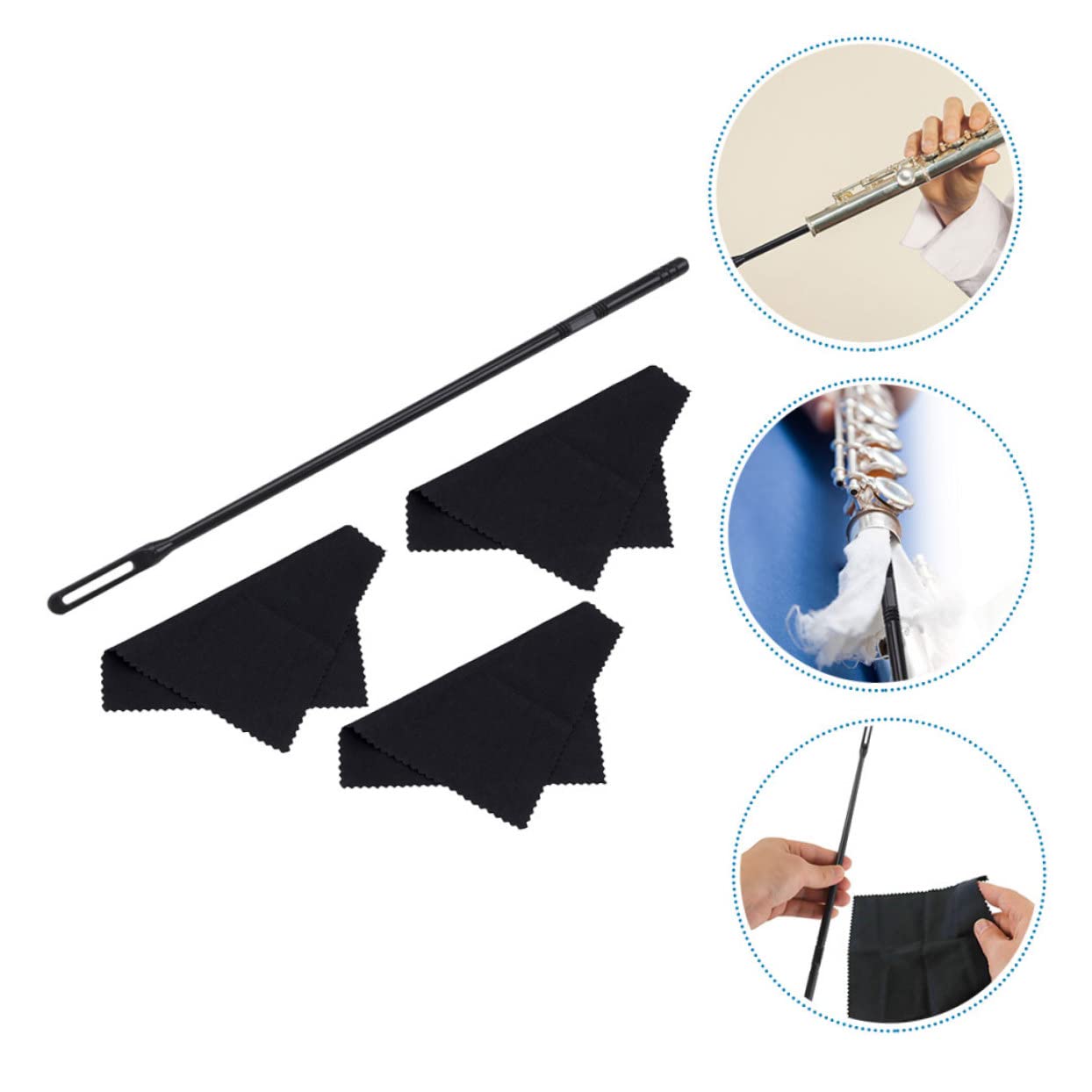 LIFKOME 1Set Flute Cleaning Tools Kit Cleaning Rod Cleaning Cloths for Flute Clarinet Saxophone Portable and Lightweight Cleaning Supplies for Musical Instruments