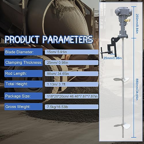 Agitador neumático, agitador Industrial, Mezclador de Barril con Abrazadera, agitador de Aire, Herramienta para Mezclar Pintura, Mezclador neumático, Mezclador de Pintura neumático de 50 GAL