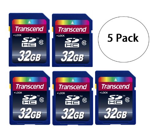 5 Pack Transcend TS32GSDHC10 5 x 32GB SDHC Class 10 Flash Memory Card