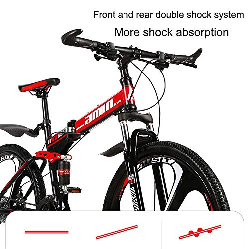 Kays Mountainbike Mountainbike, 26 Zoll Faltbare Fahrräder 21/24/27 Geschwindigkeiten Damen/Herren MTB Leichte Carbon-Stahlrahmen Fully (Color : Yellow, Size : 21speed) – Bild 4