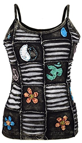 Little Kathmandu Femme Rasoir Coupe Nervures col Rond Réservoir Tops - Noir -