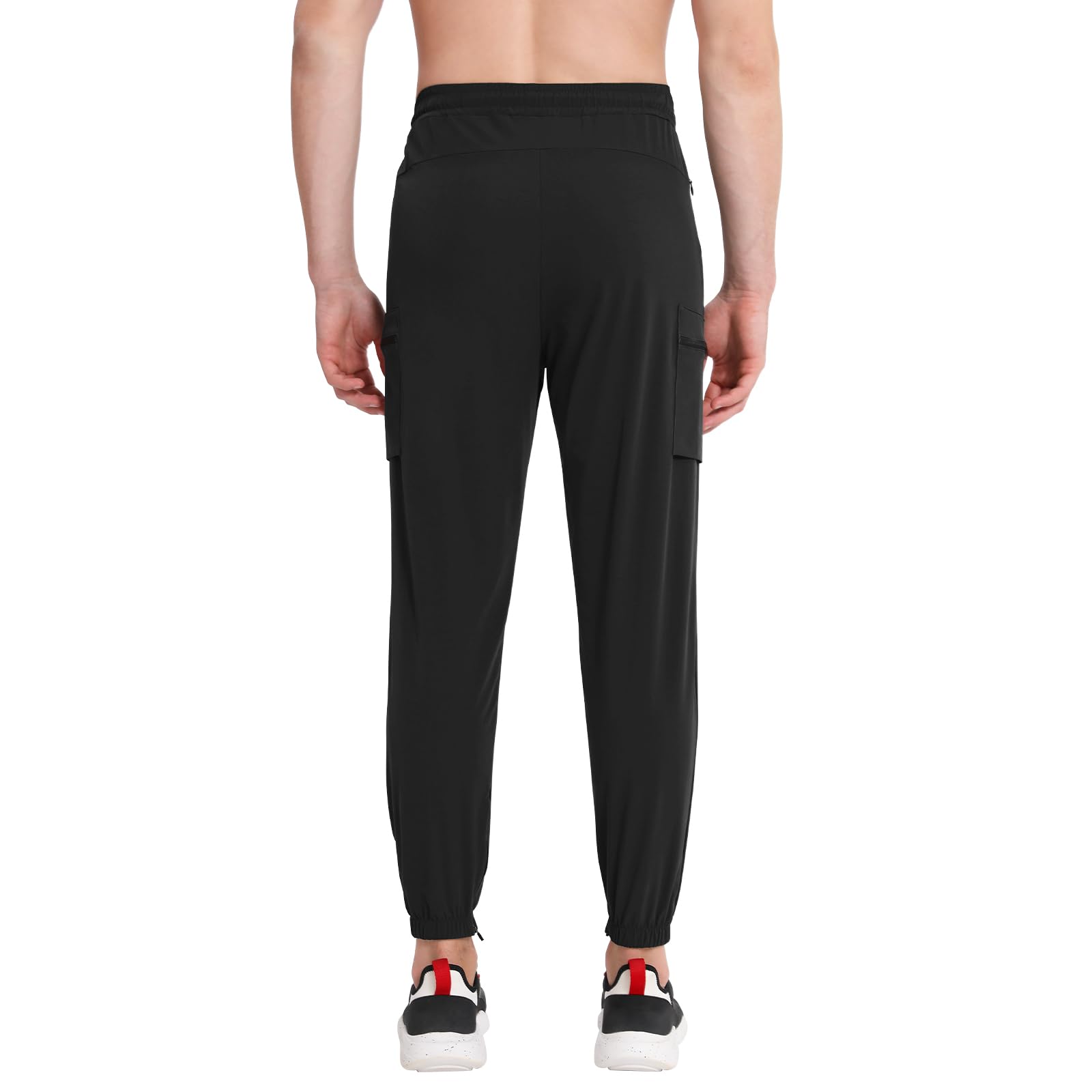 BROKIG Pantalones cargo ligeros para el gimnasio, pantalones deportivos informales, cargo chino, pantalones de chándal para hombre, pantalones de ocio, cintura elástica con cordón, pantalones largos