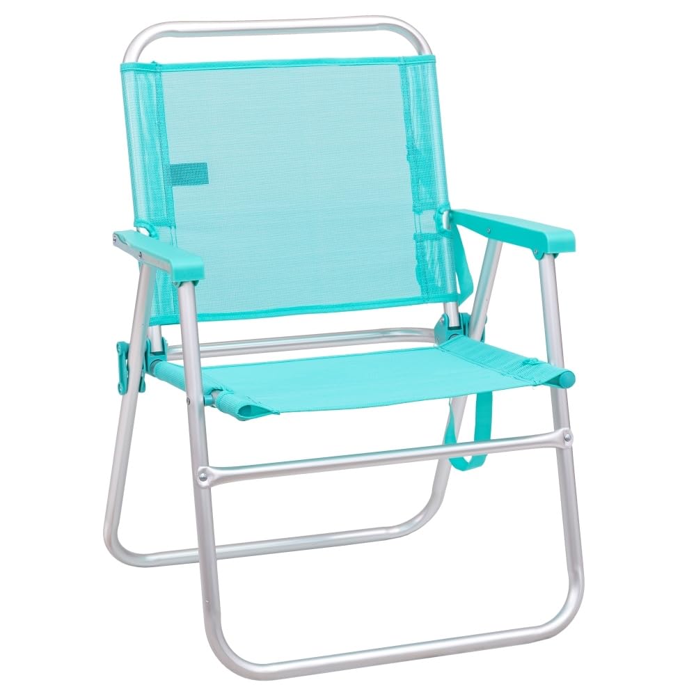 LOLAhome Silla de Playa Fija Plegable de Aluminio y textileno Aguamarina de 55x43x75 cm