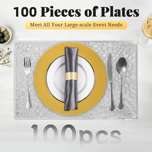 Platos decorativos dorados 13 pulg x100 piezas miniatura 2