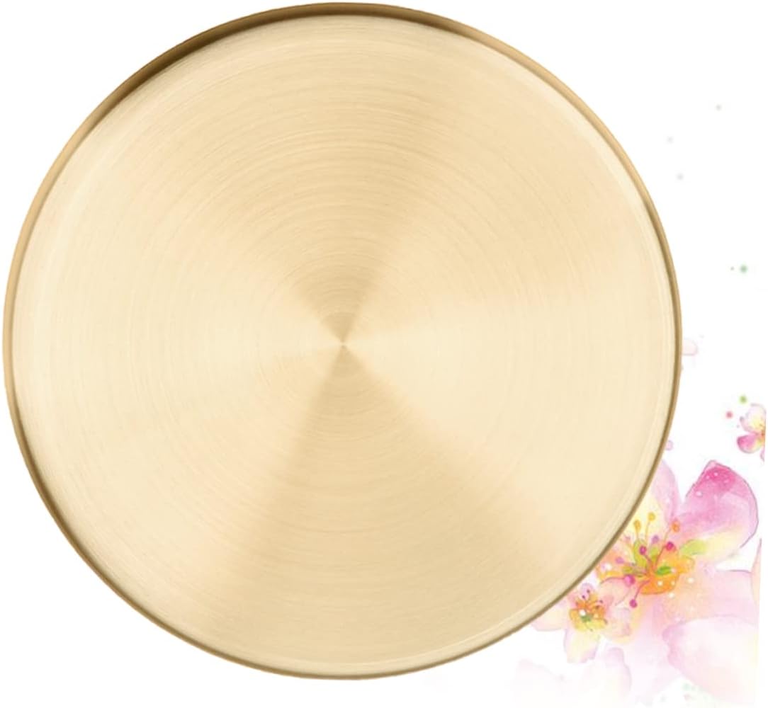 Large Golden Stainless Steel Round Tray Straight Sides Nordic Style Jewelry Display and Organizer Tray for Cosmetics Tea and Accessories