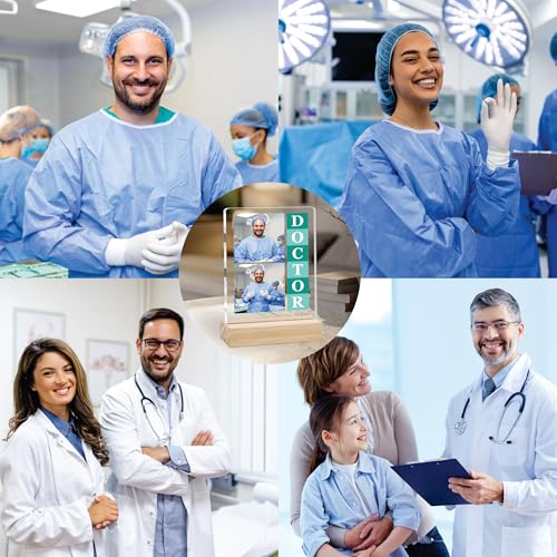 Image of Giftplease Best Doctor Photo Plaque with Wooden Stand | Personalised Gift for Doctors | Thank You Gift for Medical Professionals | Home Office Table Decor |Appreciation Frame for Doctor DCT 07