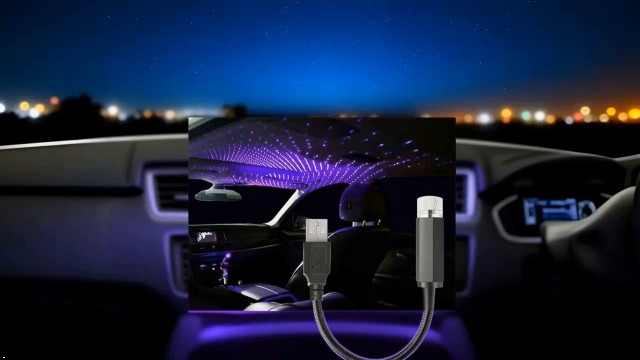 Image of Blue USB Star Projector Night Light,Adjustable Romantic Starry Sky Projector Car Light,Portable Atmosphere Decorative Auto Roof Light for Various Occasions, Home Improvement,Wall Lights Night-Lights