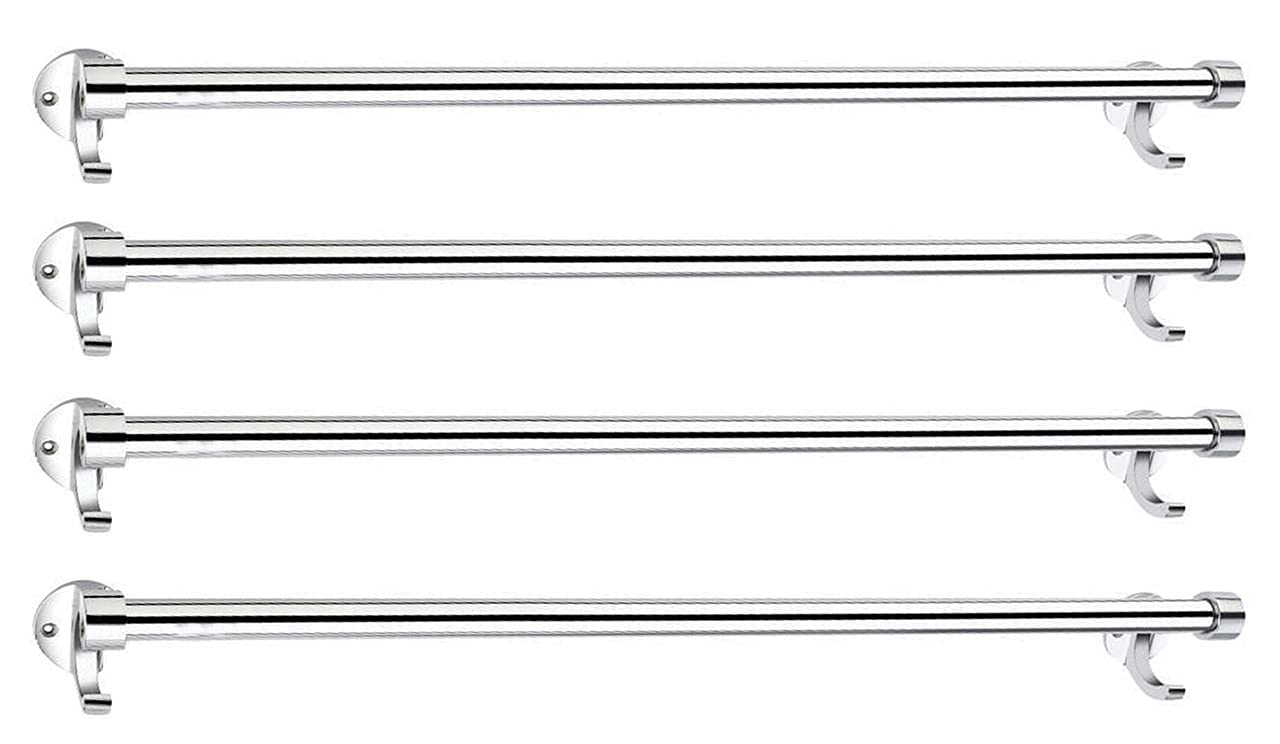 Supreme Bazaar 24inch Stainless Steel Wall Mounted Hand Towel Rail/Bar/Holder/Hanger/Rod for Bathroom/Kitchen/Washroom (Pack of 4)