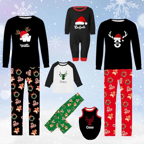 Family Christmas Pajamas Matching Sets - Personalized PJs With Name3