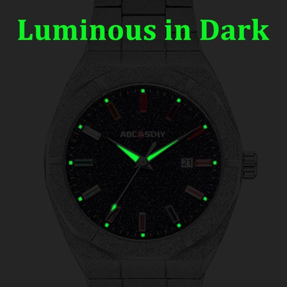 Reloj de pulsera de cuarzo de acero inoxidable para hombre de negocios, de lujo, con fecha automática, con manecillas luminosas, relogio masculino