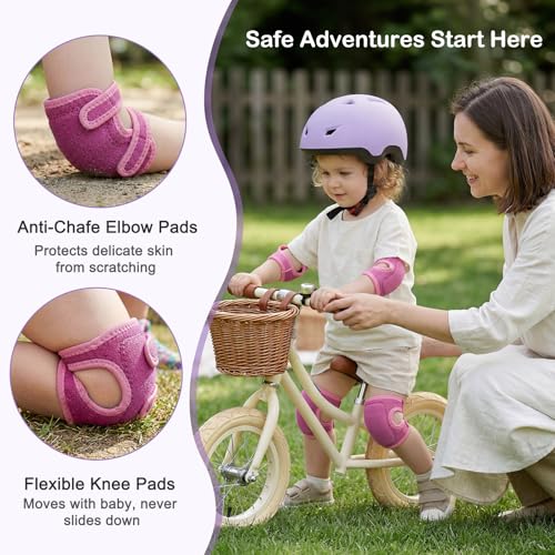 Image of Toddler Helmet and Knee Pads Set for 1-3 Years Old, Kids Bike Helmets with Toddler Knee Pads and Elbow Pads Set, Adjustable Baby Helmet for Balance Bike, Scooter, Tricycle, Bicycle