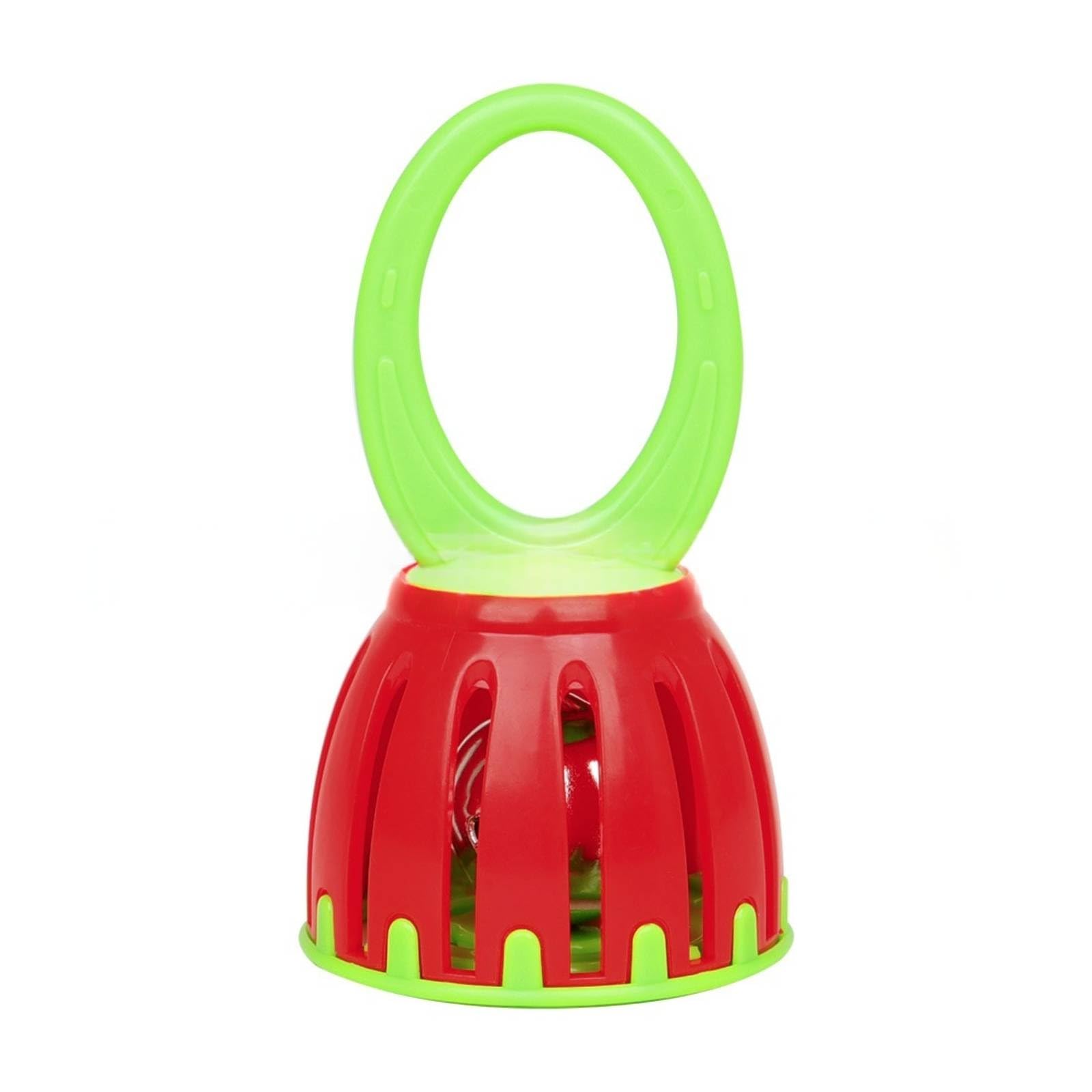 ＡＷＨＡＯ Handheld Music Toy Bell Lightweight Stainless Steel Musical Instrument Cage-Style Bell Toy for Young Children , Red + Green