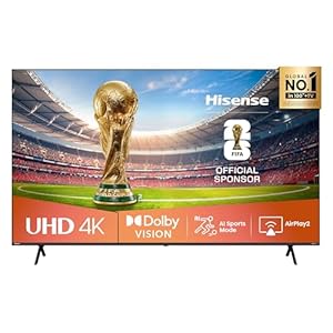 Hisense 85E6NT 214,78cm (85 Zoll) Fernseher, 4K UHD Smart TV, Precision Colour, HDR, Dolby Vision, 60Hz, Triple Tuner DVB-C/S/S2/T/T2, WiFi, HDMI 2.1, Bluetooth, Alexa Built-in, Schwarz, [2024]