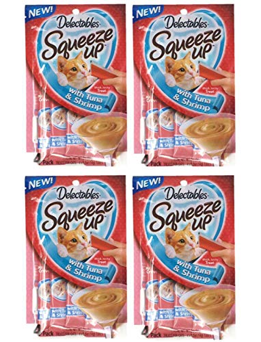 Delectables Squeeze Up Hartz Cat Treats Bundle of 4 Flavor ...