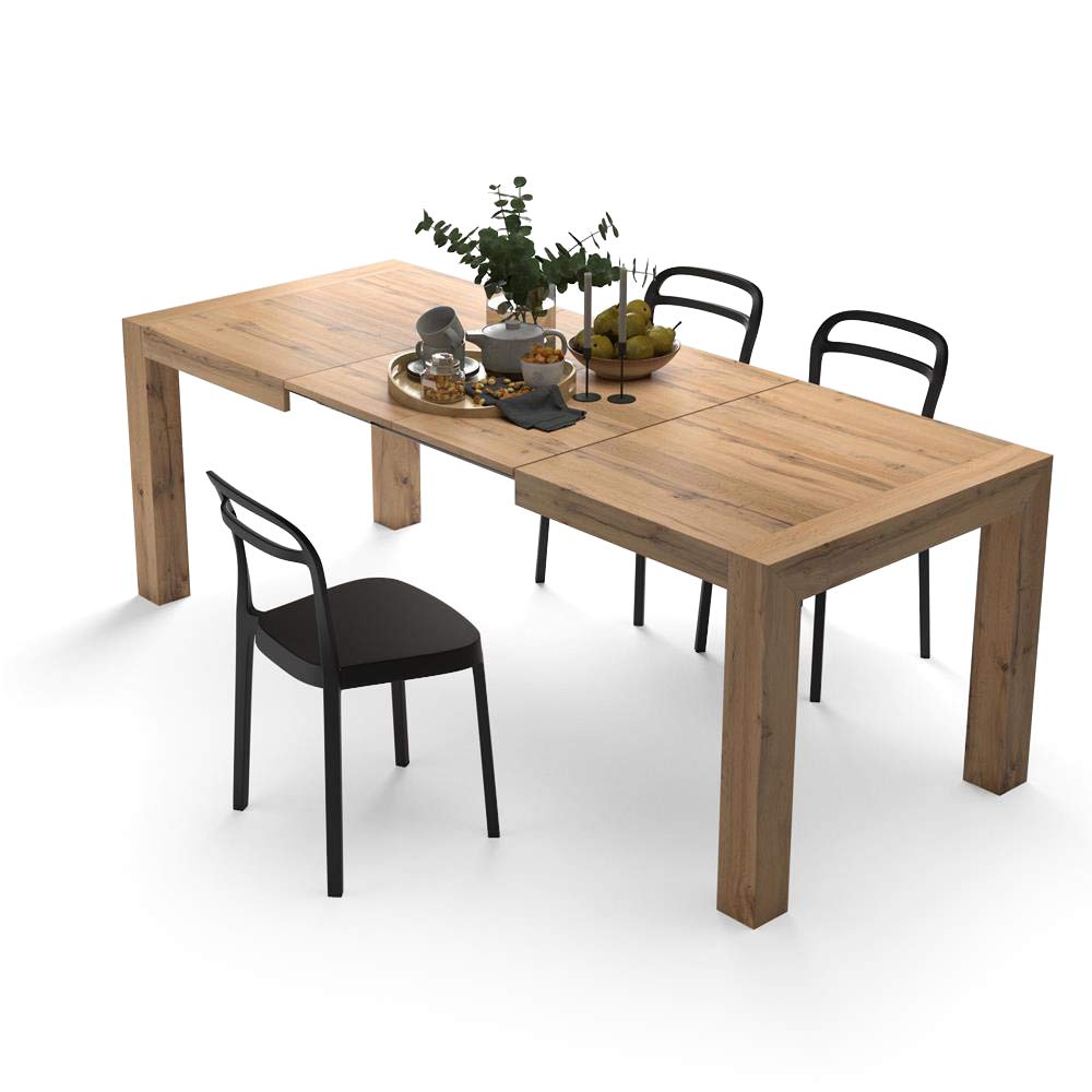 Mobili Fiver, Tavolo Allungabile Moderno, Iacopo, 140(220) x90 cm, Rovere Rustico, per 6-10 persone, Tavolo Cucina, Soggiorno, Made in Italy