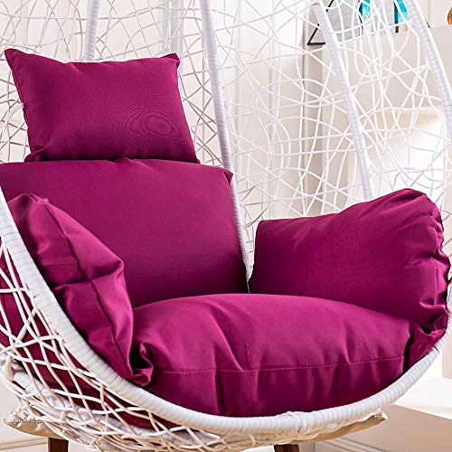 MonthYue Hanging Basket Chair Cushion, Wicker Rattan Hanging Egg Chair Pads Detachable With Pillow Thick Nest Hanging Chairs Back,Purple